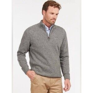 Barbour Mens Tisbury Half Quarter Zip Sweater XXL Grey Heather Wool Silk Classic